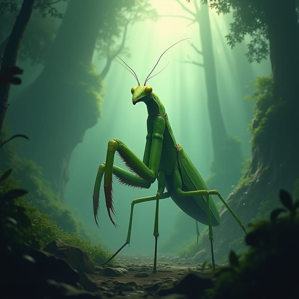 Giant green praying mantis