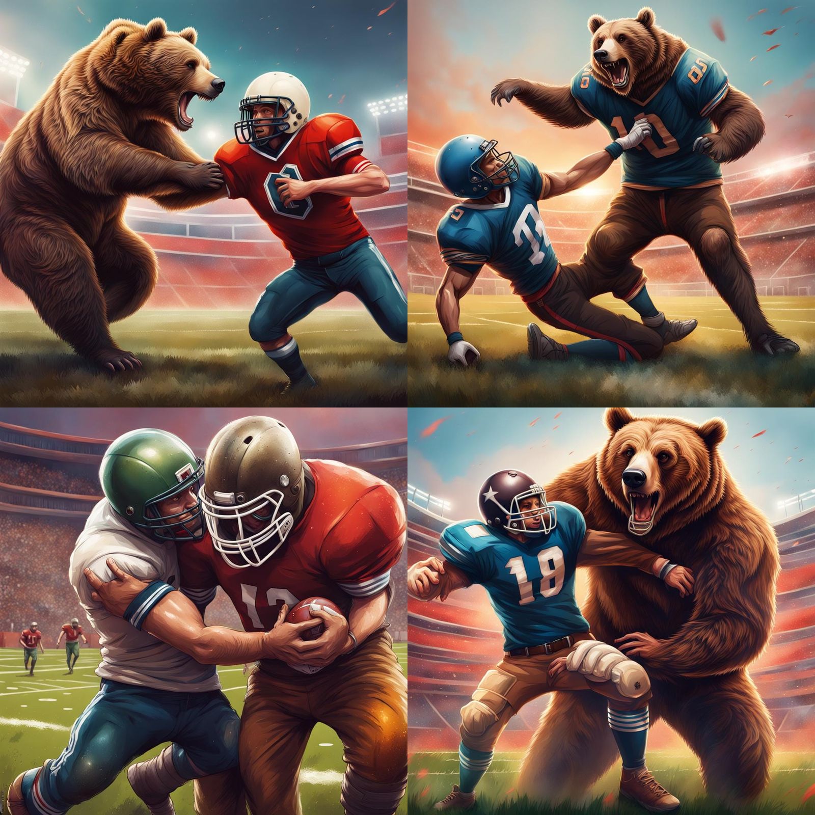 Grizzly Bear vs Soldier Football Fight