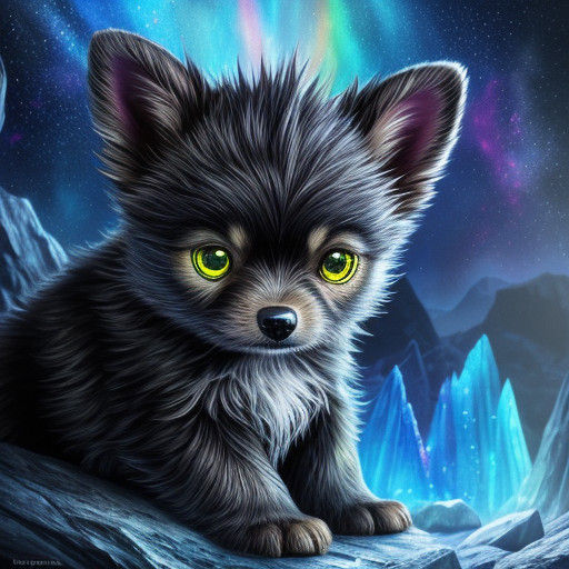 Crystal Puppy in Dimly Lit Cave