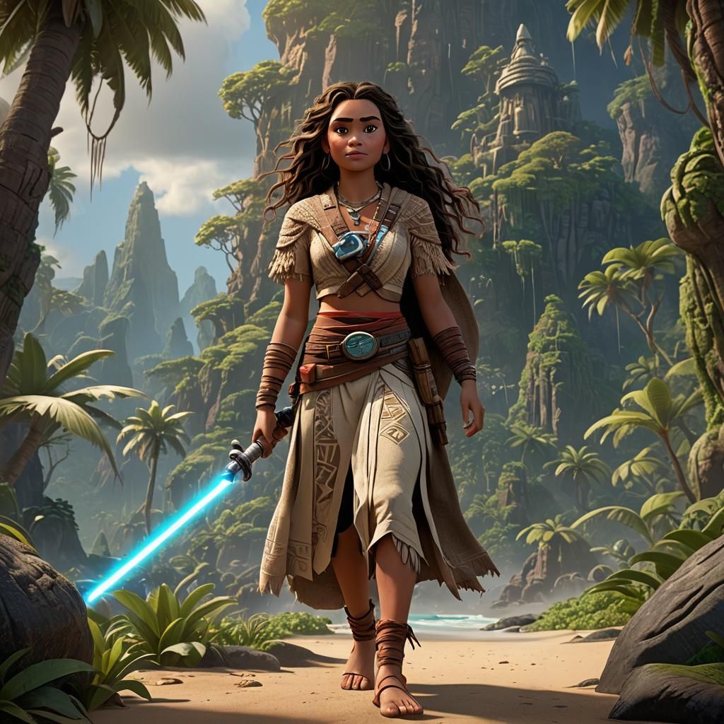 Moana as Jedi Knight in Disney Style