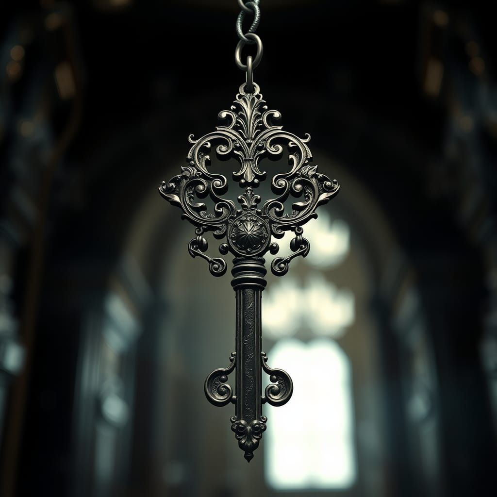 Majestic Key in Atmospheric Digital Art Style