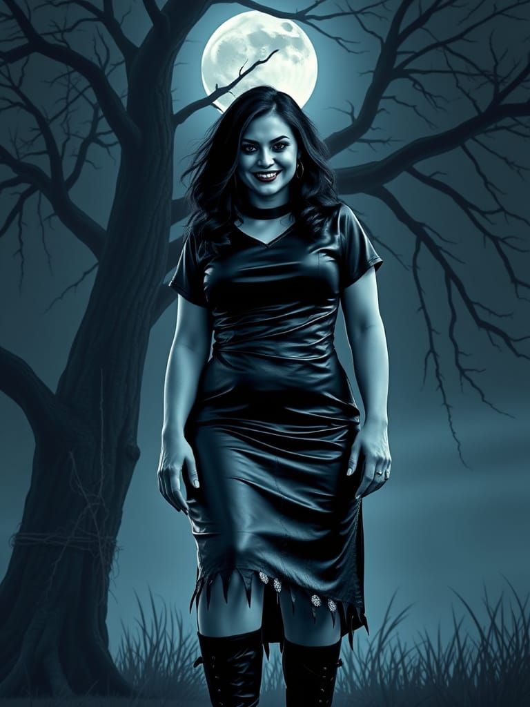 Scary Woman Portrait with Medusa Hair in Monochrome