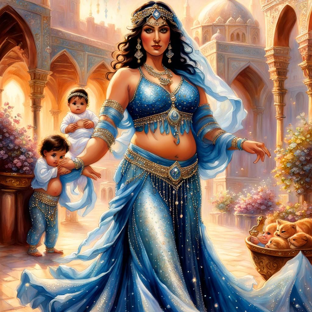 Glittering Persian Belly Dancer with Babies