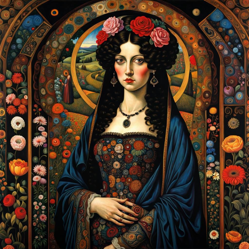 Gothic Mother in Psychedelic Art Style