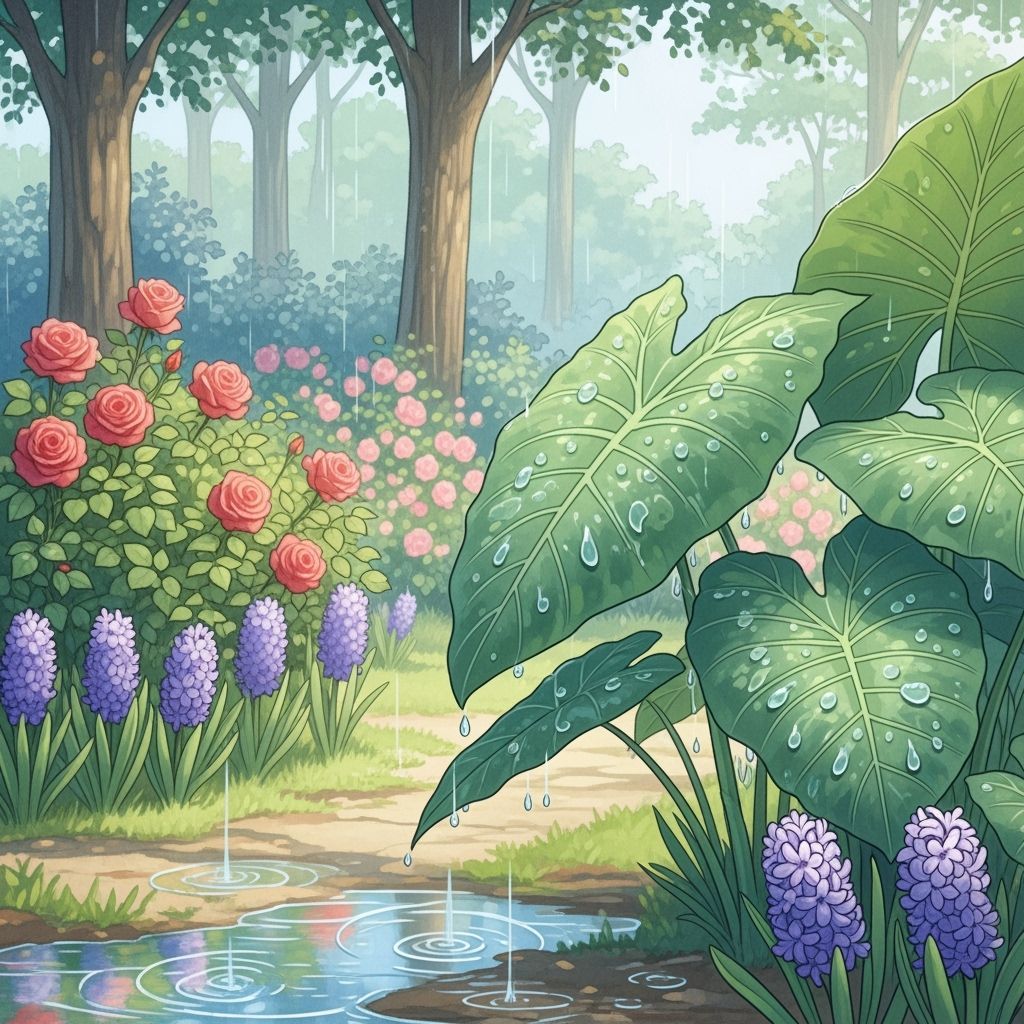 Rainy Cottage Garden in Impressionistic Style