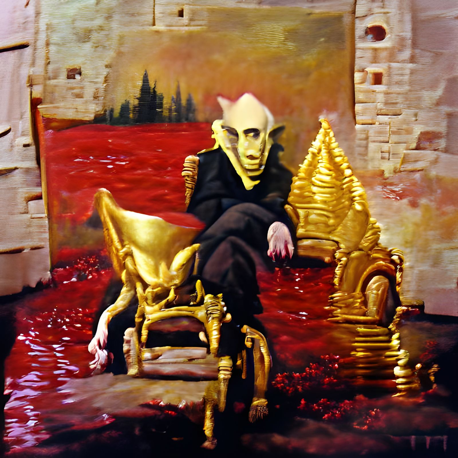 Nosferatu on a Throne: An Oil Painting