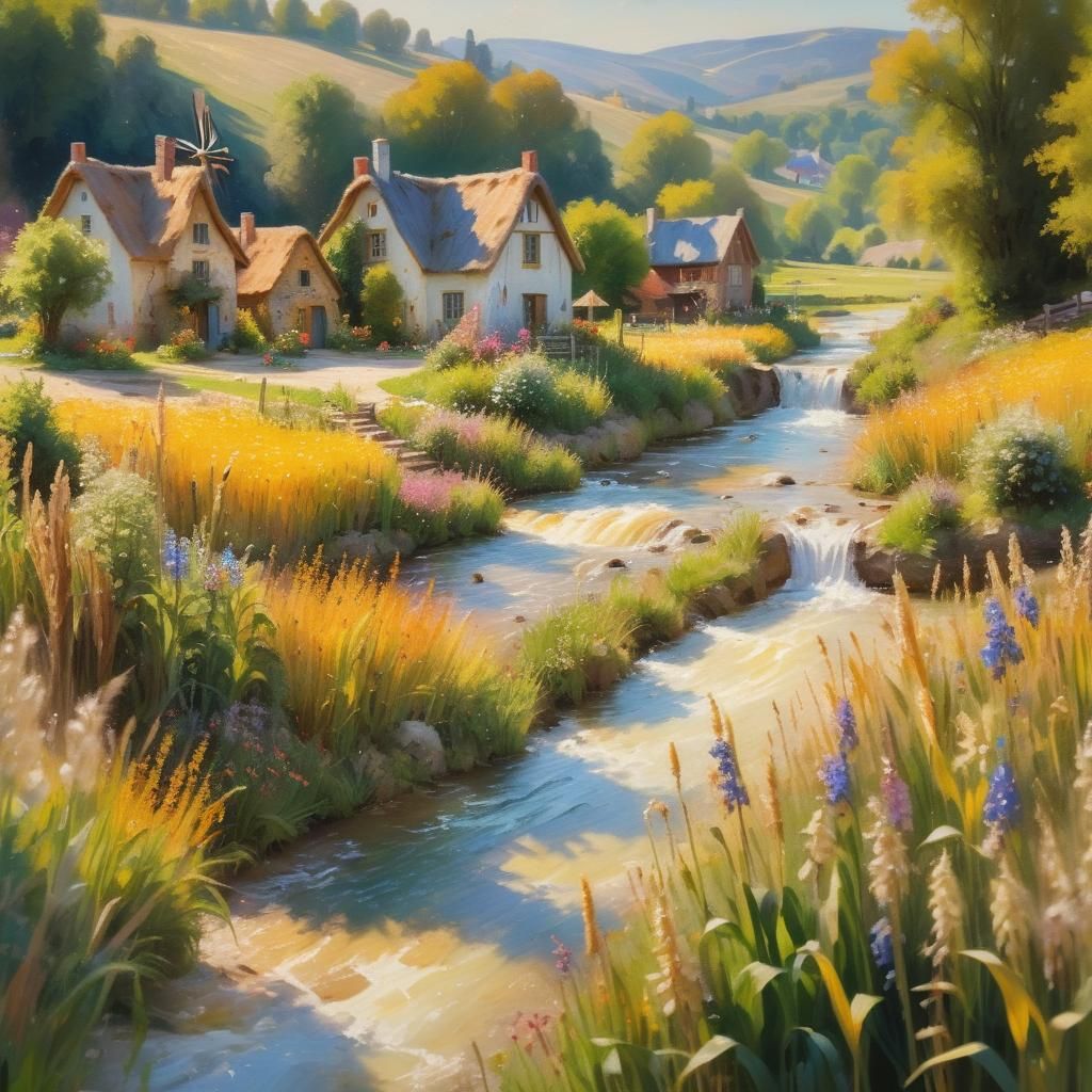 Impressionist Fantasy Scene with Miniature Artists