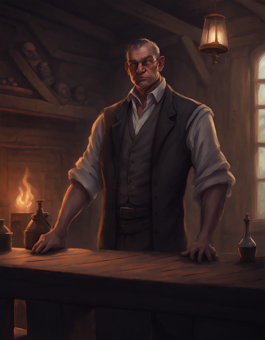 Ugly Mob Boss in Smoky Tavern: Fantasy Portrait