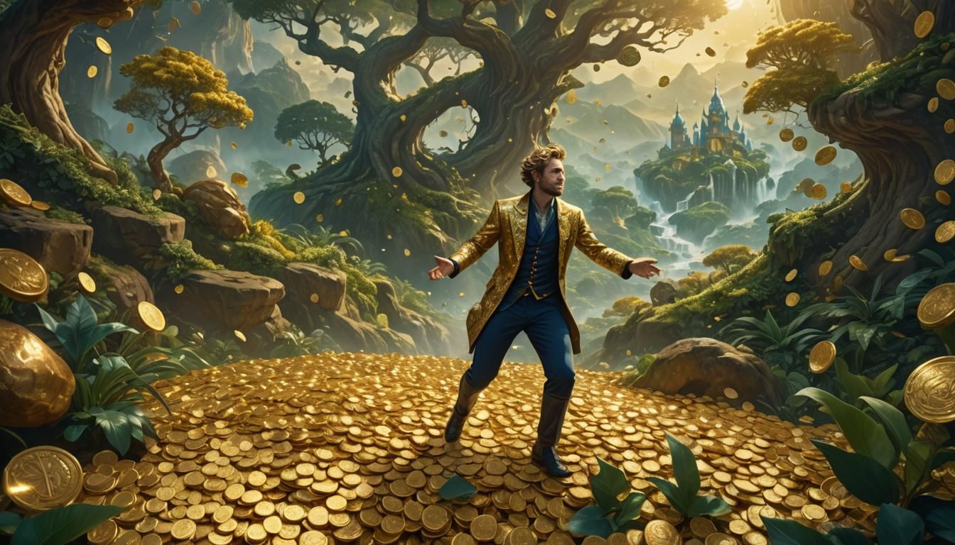 Majestic Man in Ornate Landscape: Hyper-Realistic Digital Ar...