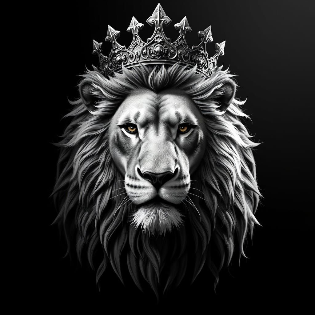 Regal Lion of Judah in Dramatic Black and White