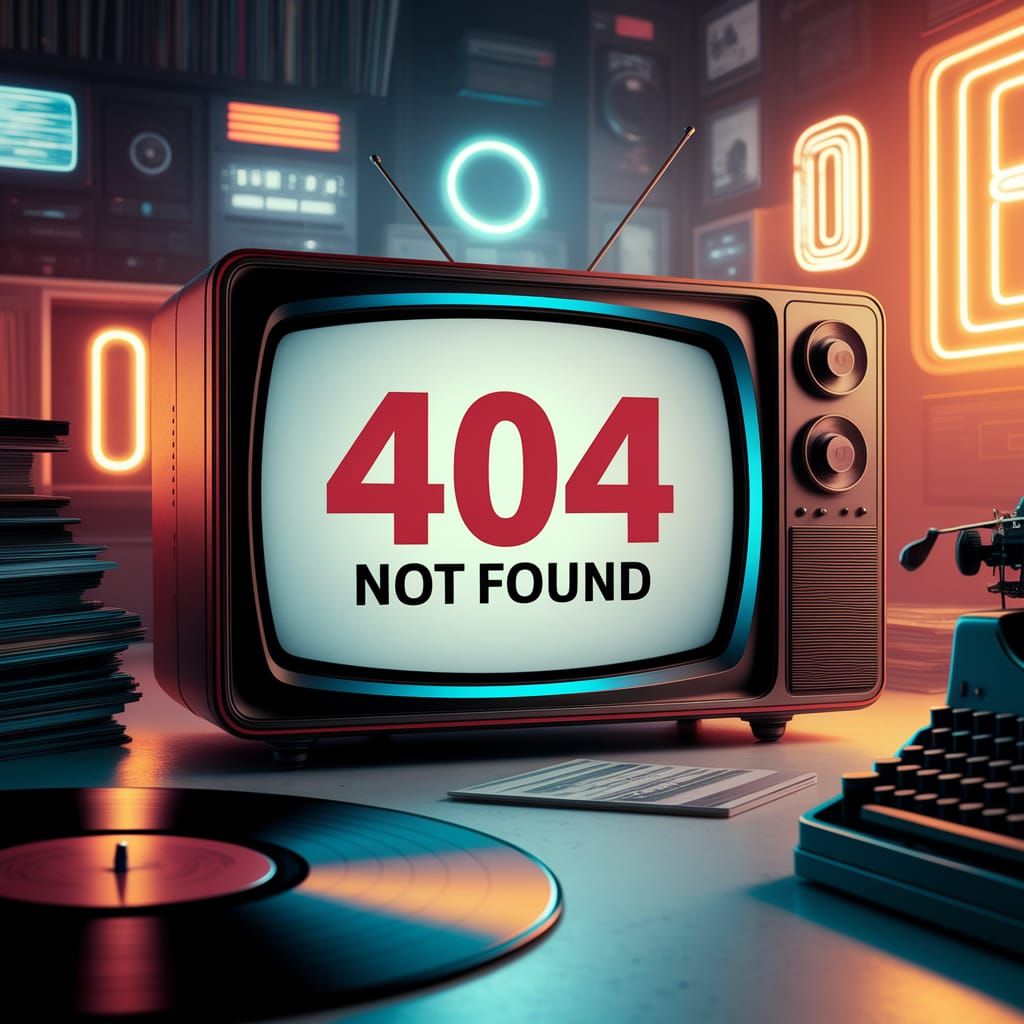 Retro Future 404 Error Screen Flickers in Neon Dreamscape