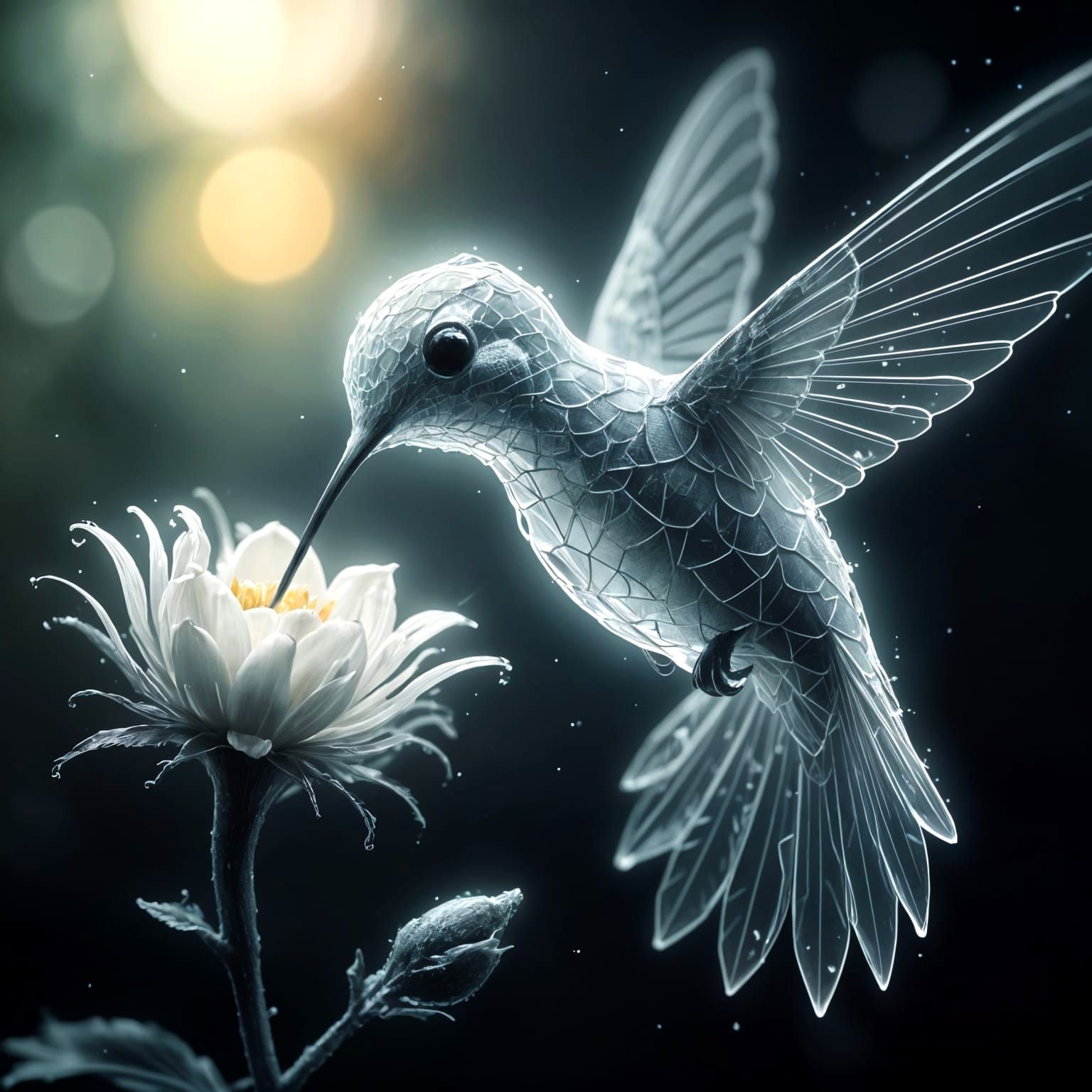 Hyperrealistic Ghost Hummingbird