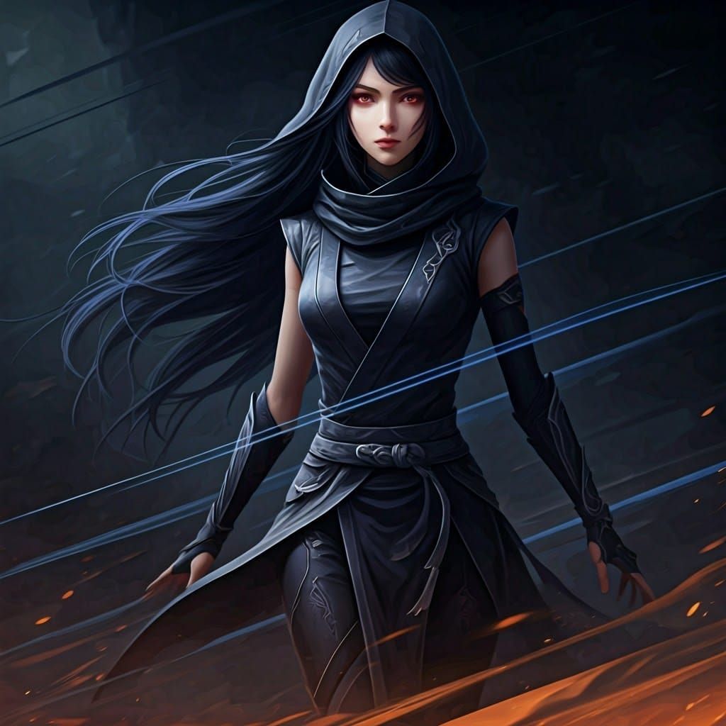 Mysterious Shinobi in Motion, Stylized 8k Resolution