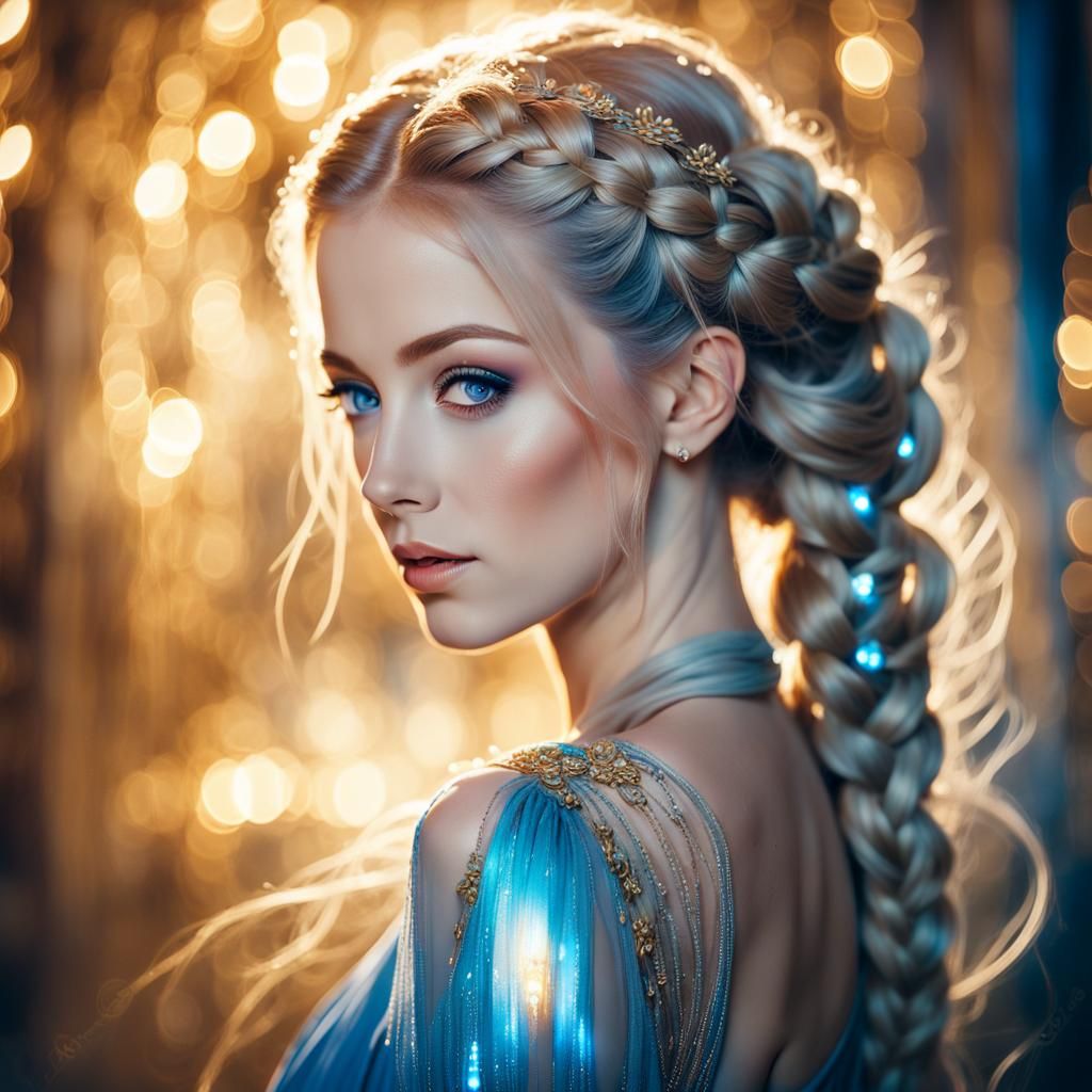 Ethereal Woman with Glowing Body in Watercolor Style