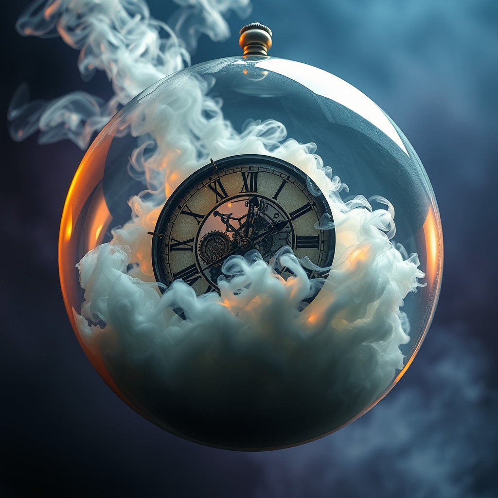 Ethereal Smoke Clock in Glass Sphere