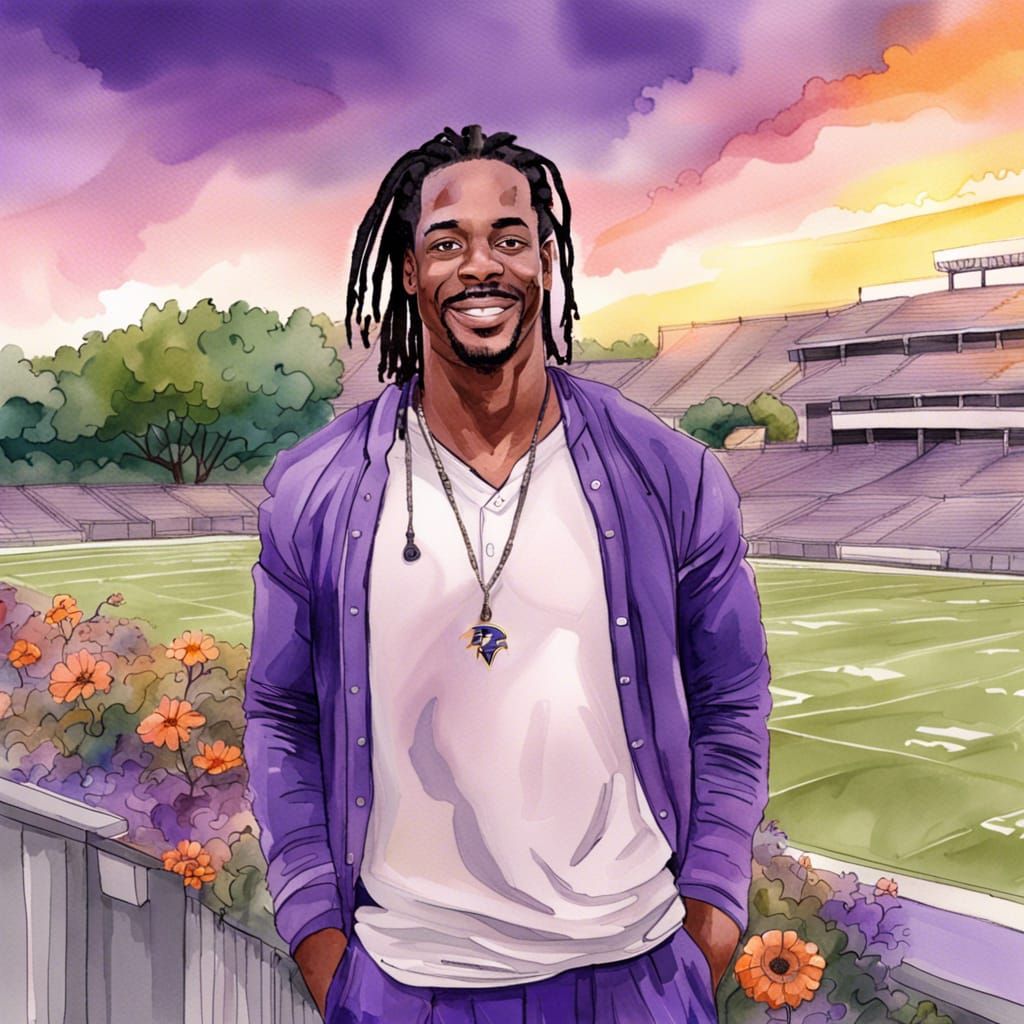 Zay Flowers Portrait in Digital Watercolor Style
