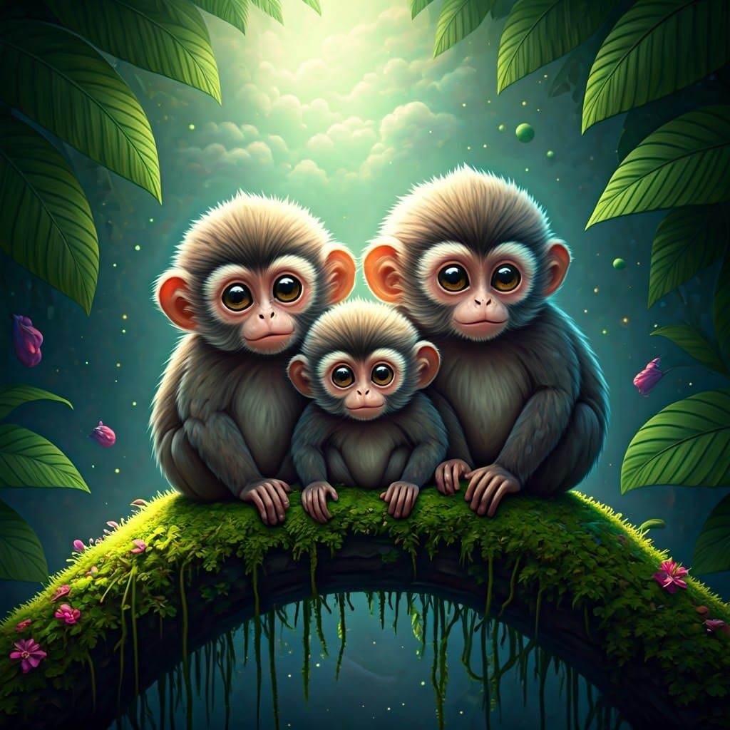 Surreal Monkeys in Vibrant Dreamscapes