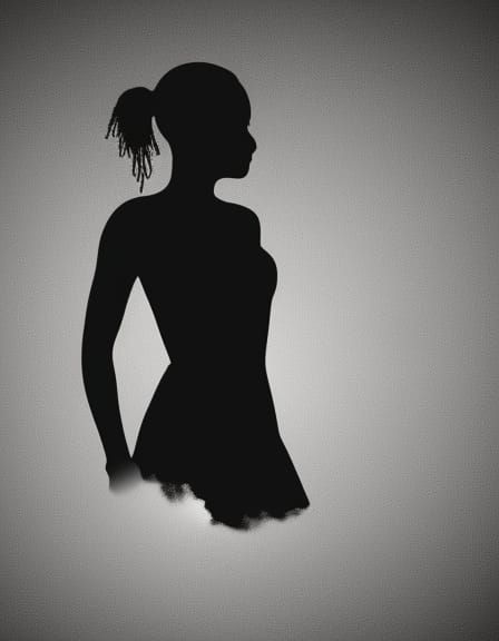 Glowing Silhouette of Woman on Black Background
