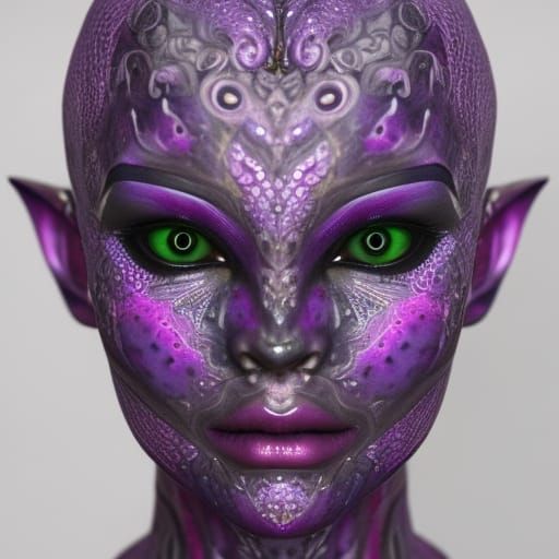 Detailed Purple Alien Woman Portrait