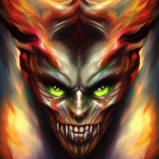 Detailed Demonic Concept Art in Hyperrealistic Style