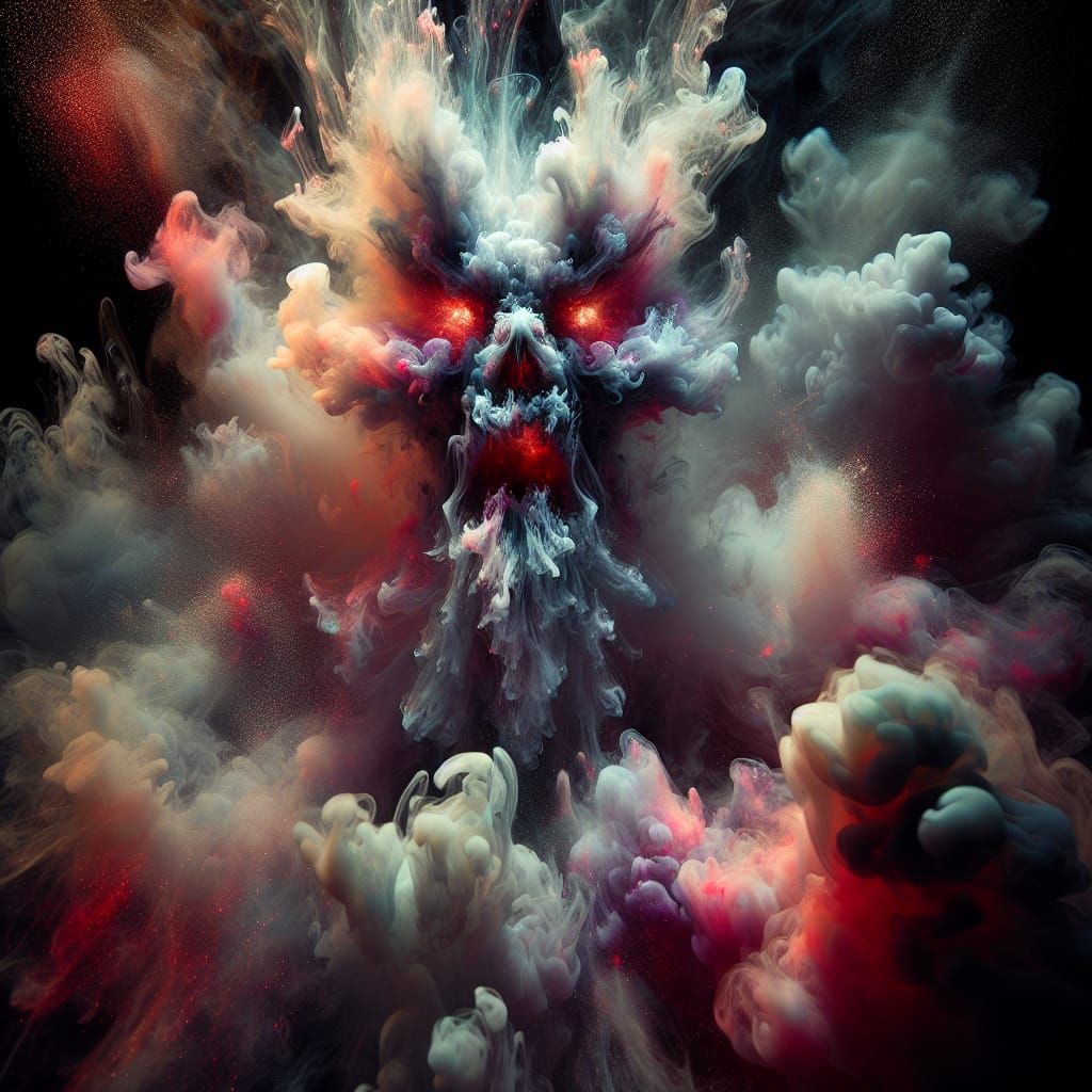 Ethereal Bioluminescent Ghost in Smokey Purgatory