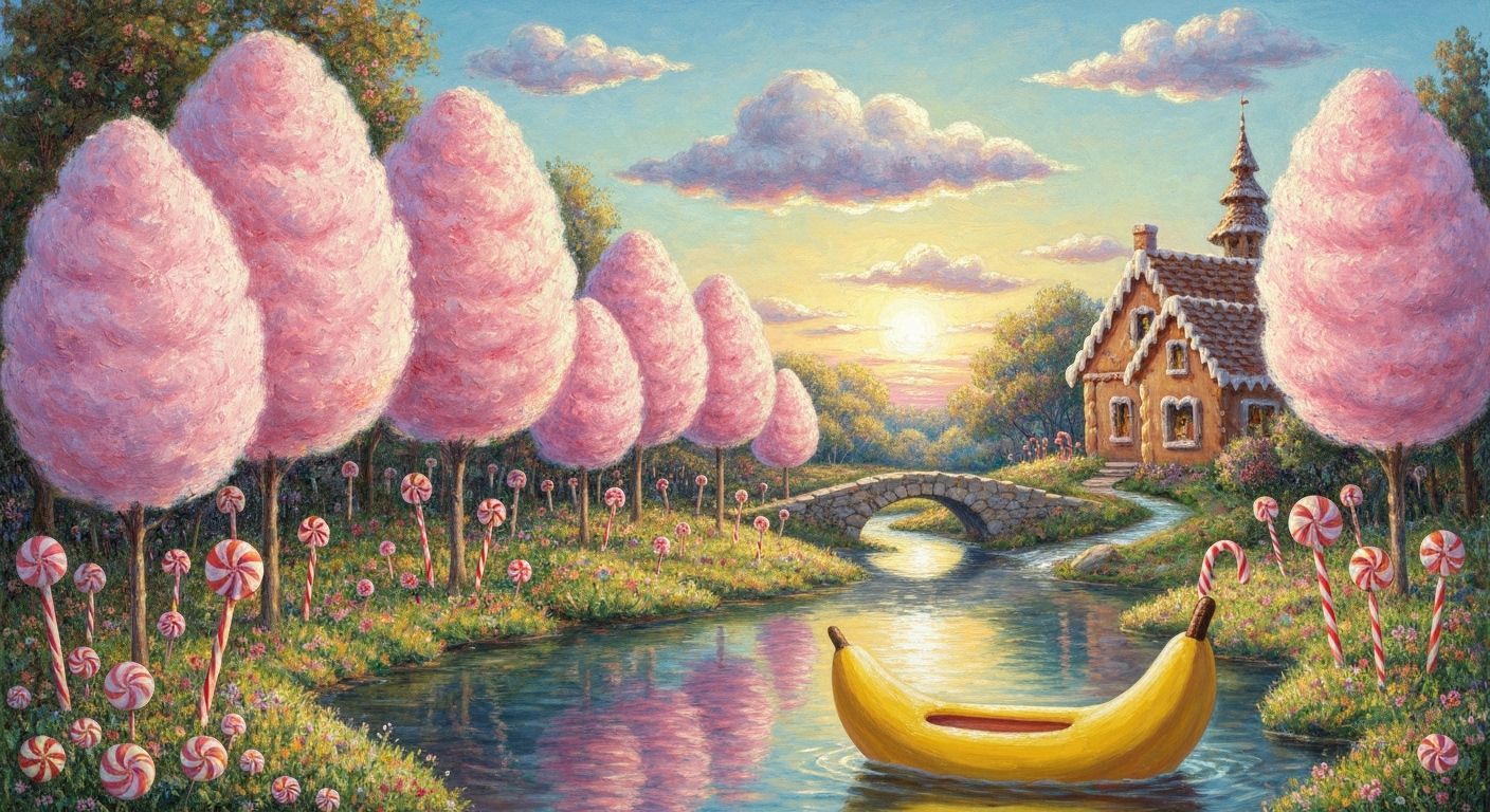 Candyland Garden Sunset with Cotton Candy Trees