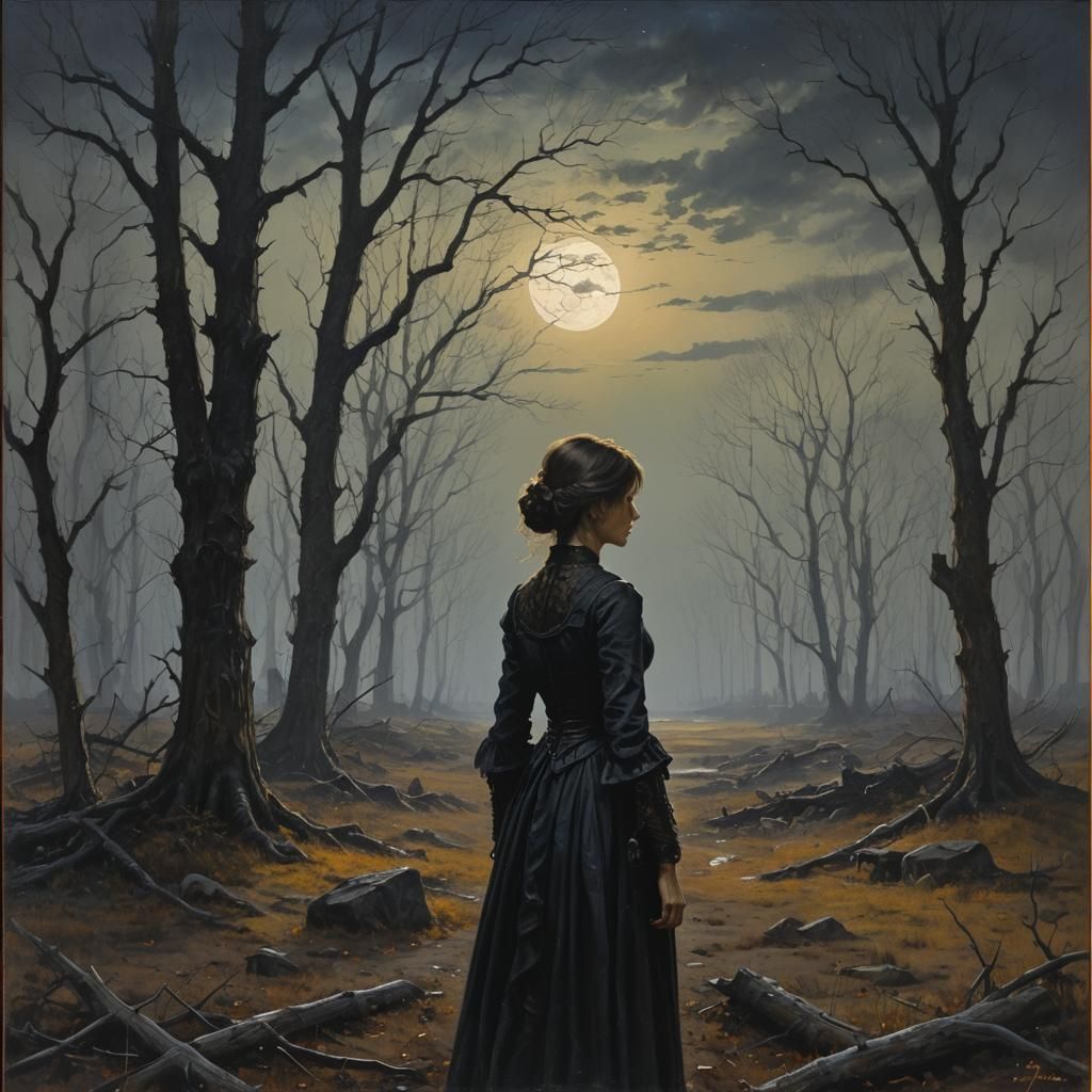Oil Painting of Longing in the Night