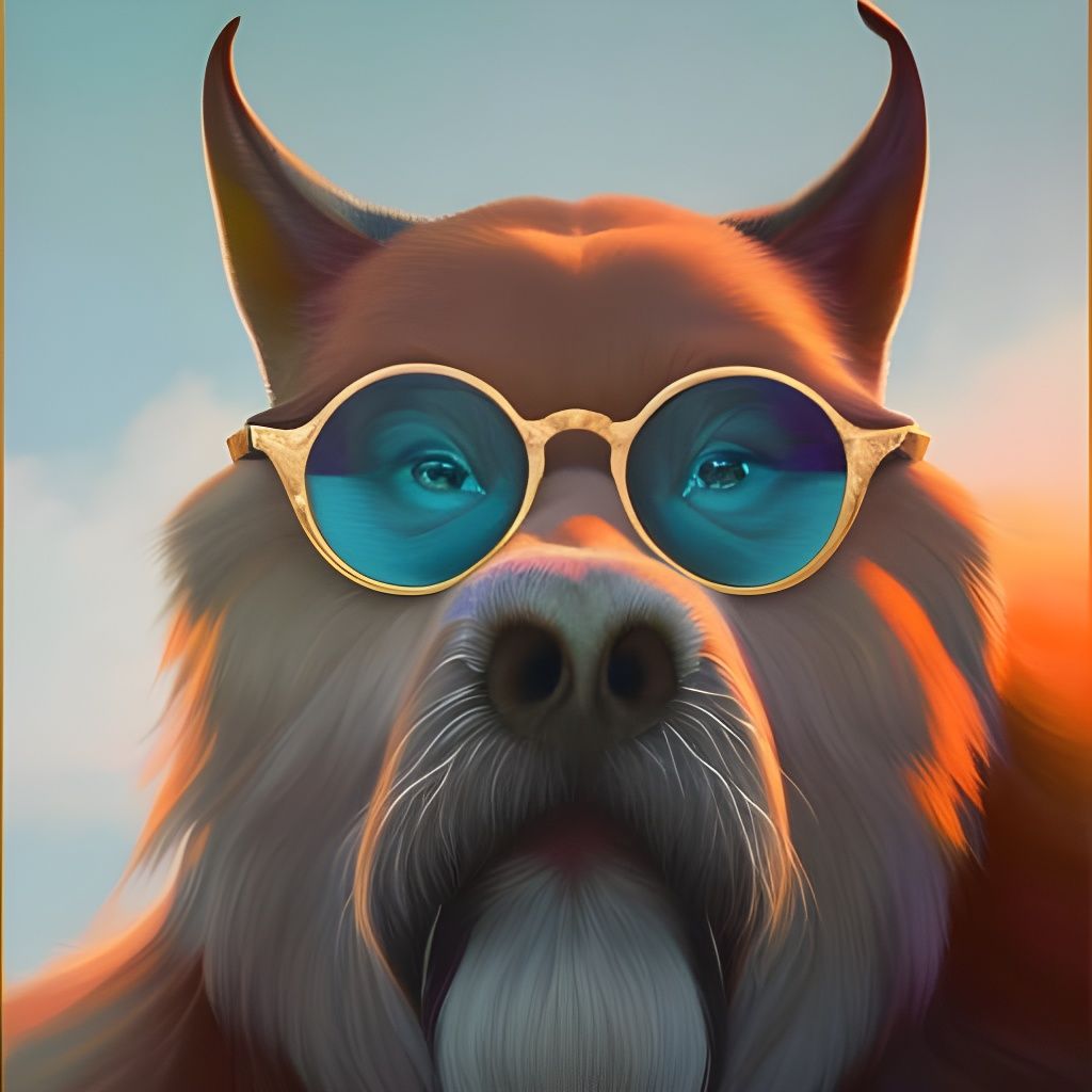 Hipster Walrus Portrait in Oil Painting Style