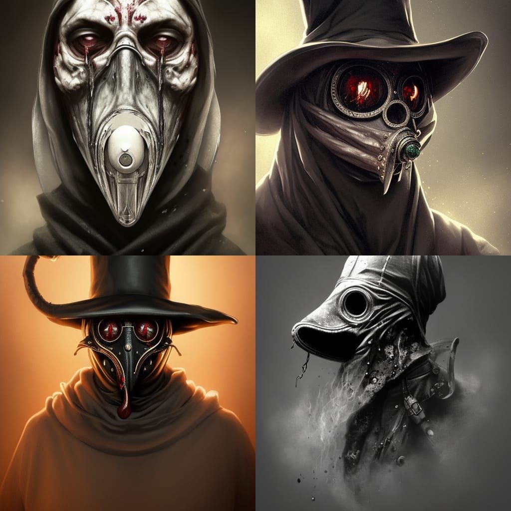 Demonic Plague Doctor Portrait in Hyperdetailed Style