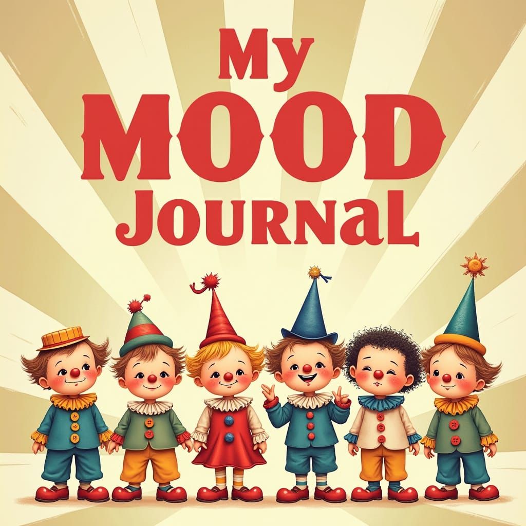 Retro Circus Clowns Expressing Varied Emotions