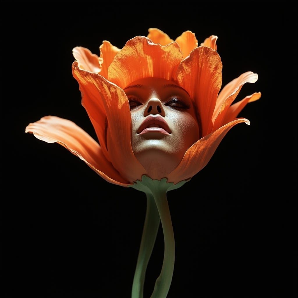 Ethereal Portrait Emerges from a Blossoming Fantasy