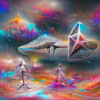 Cosmic Starship: Holographic Astral Illustration