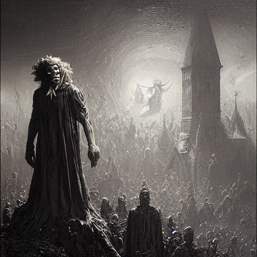 Horror Ronald McDonald in Engraving Style