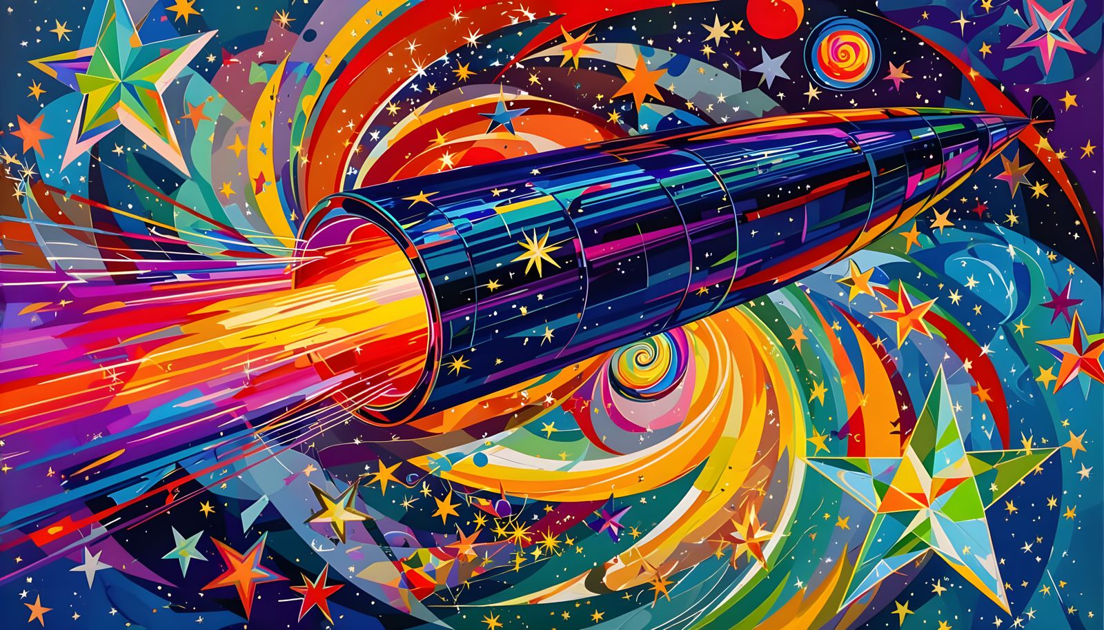 Iridescent Cylinder in a Cosmic Impasto Dreamscape