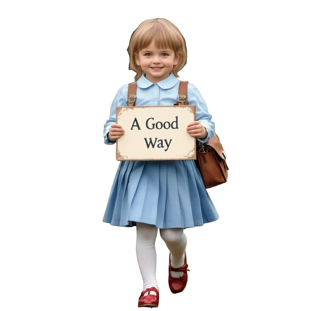 Sweet Jewish Girl with Braids and Schoolbag