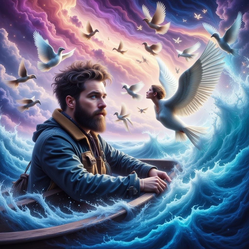 Angelic Guardians Over a Mariner on the Ocean