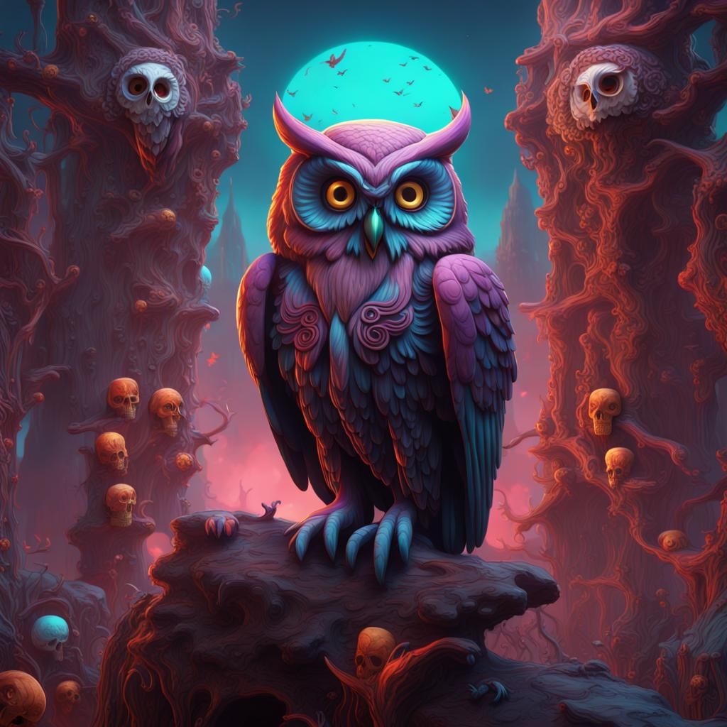 Fantastical Owls and Skull Candy Concept Art
