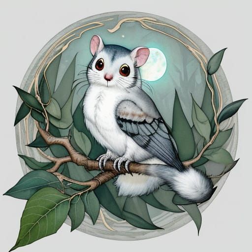 Whimsical Sugar Glider in Australian Moonlight