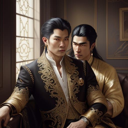 Baroque Portrait of Thai Men by Window