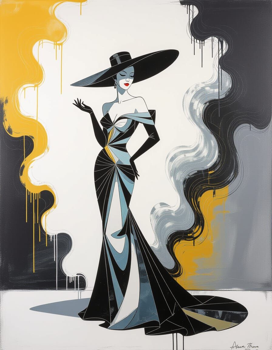 Art Deco Woman in Dreamlike Abstract Expressionist Style