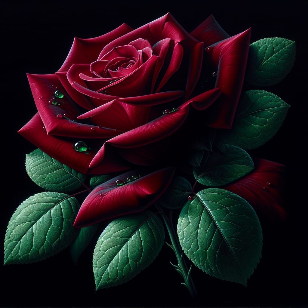 Luxurious Red Rose in Velvet Finish