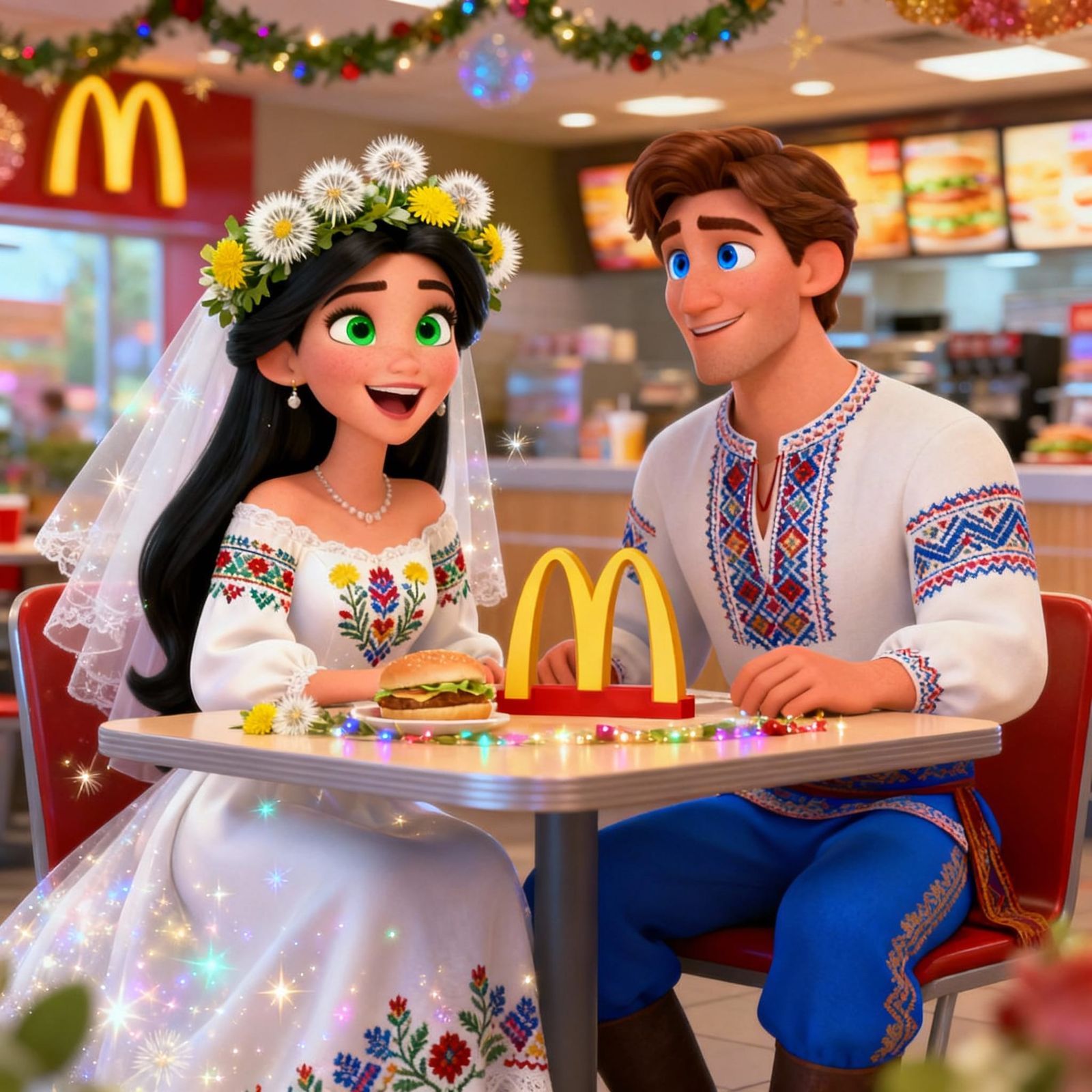 Young Queen in Disney Style at McDonald's Wedding