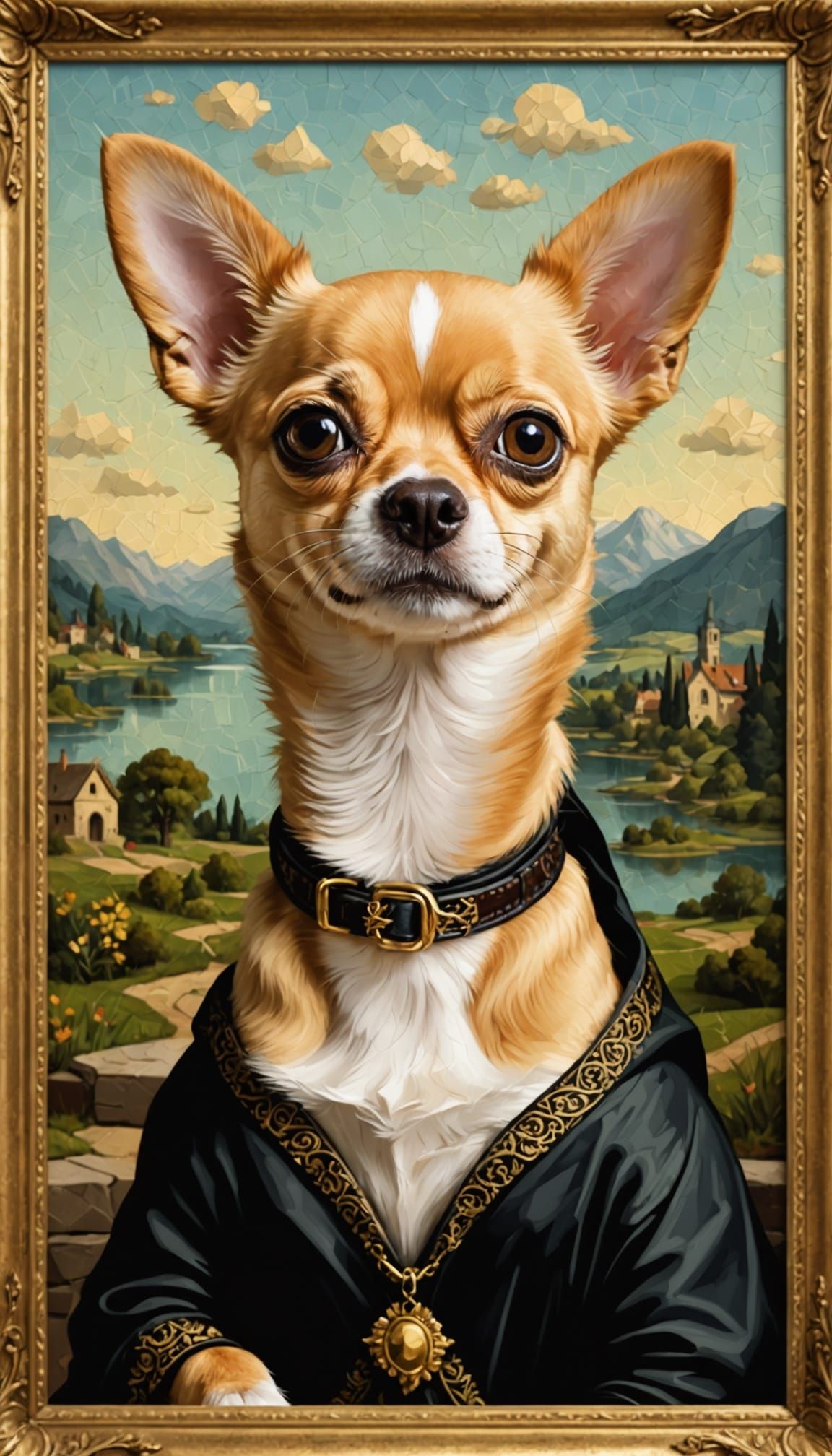 The Mona Lisa as a Chihuahua in Impressionist Style