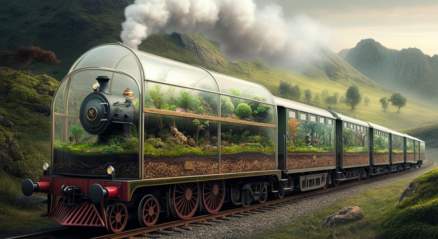 Surreal Steam Locomotive Unveils Alien Biomes in Fantasy Lan...