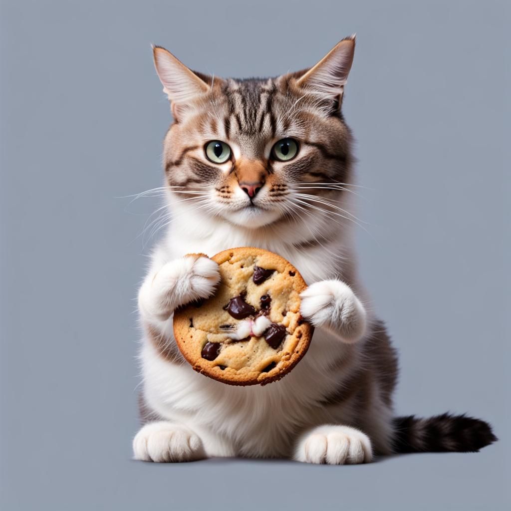 Cat Enjoys a Cookie