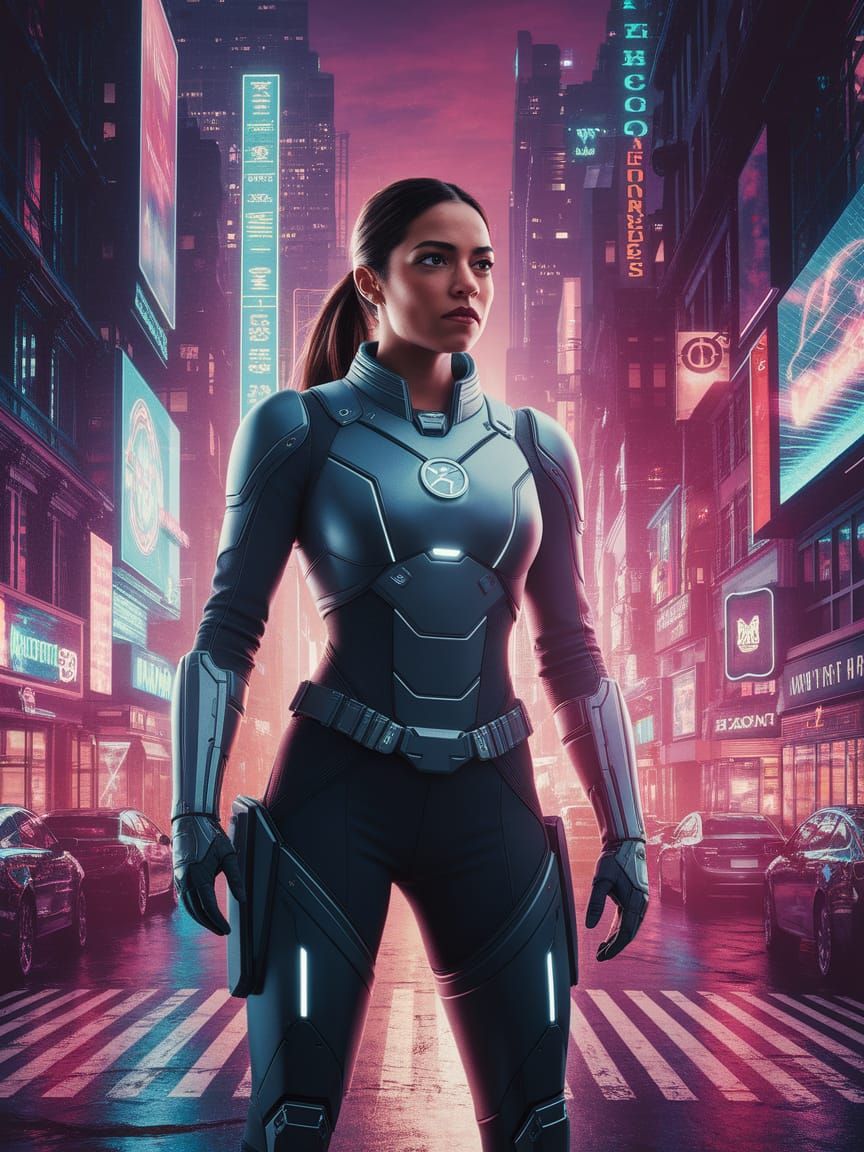 Cyberpunk Social Justice Warrior in Futuristic New York