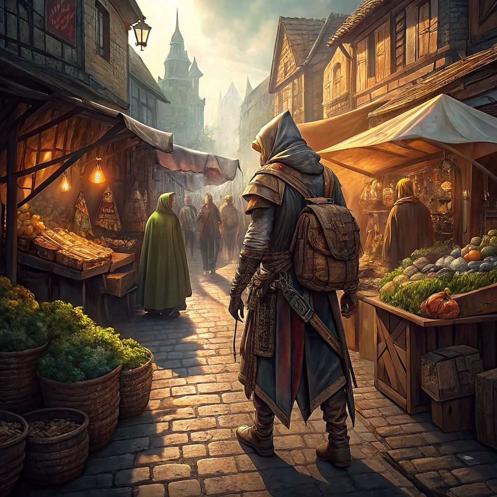 Bustling Middle Earth Market Scene