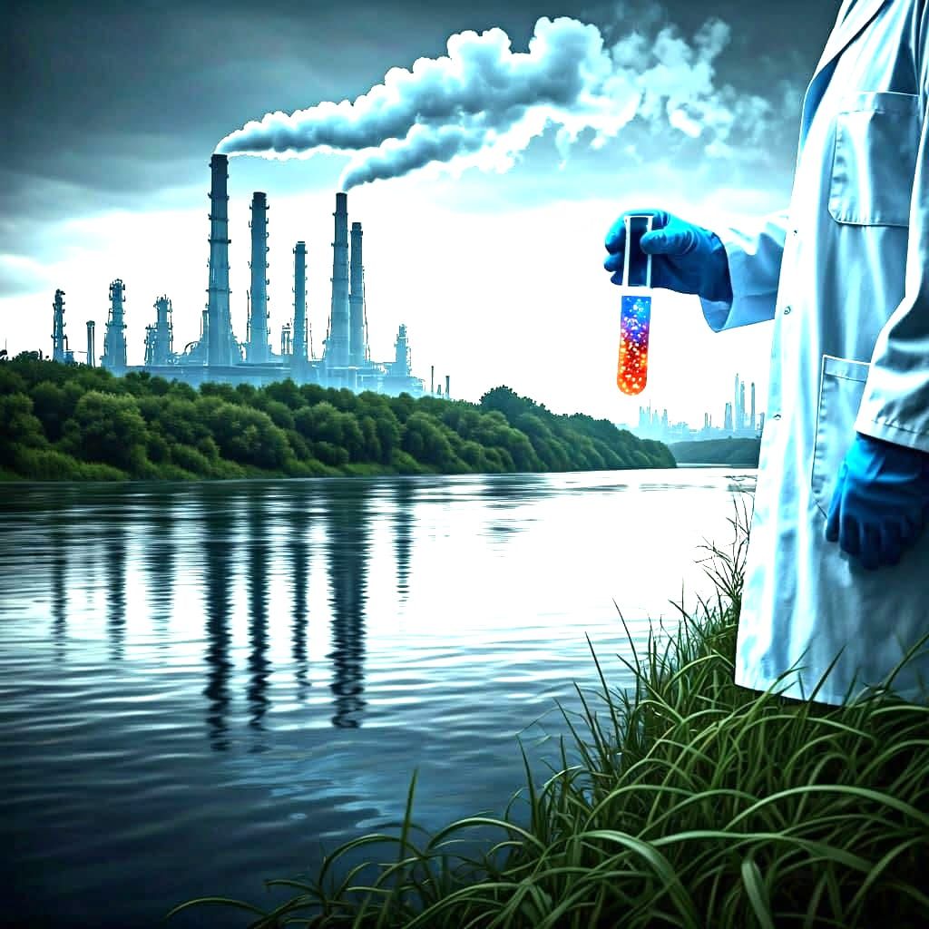 Scientist Collects Glowing River Water Sample