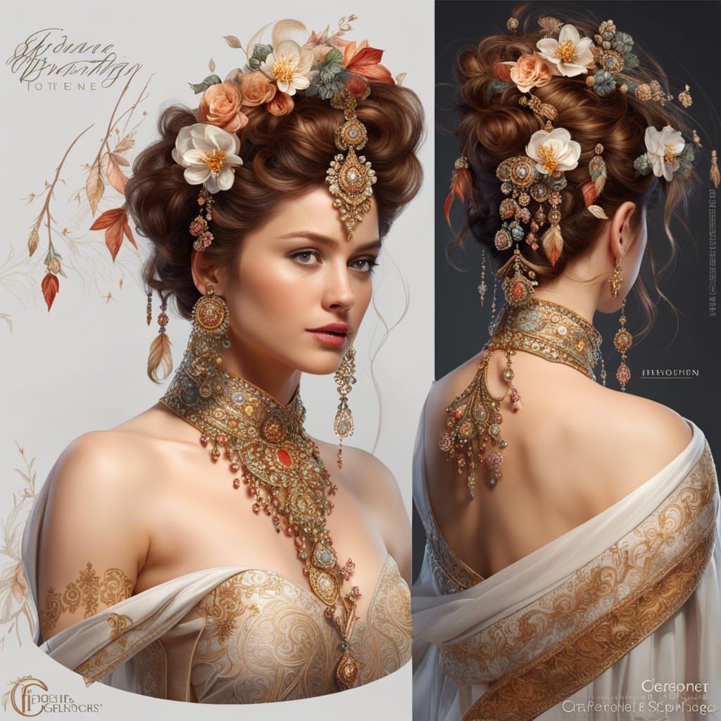 Fibonacci Fresco Portrait with Glassy Reflections