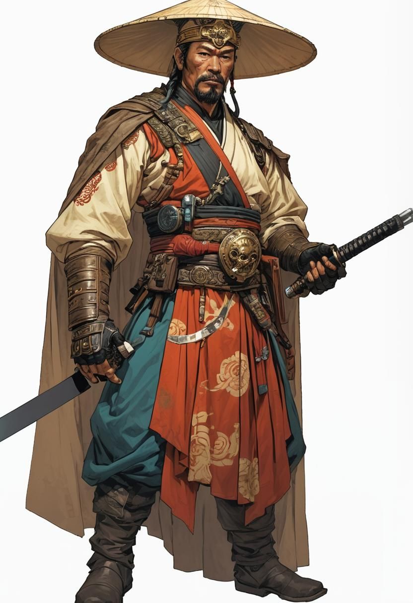 Sci-Fi Swordsman in Ancient China Illustration